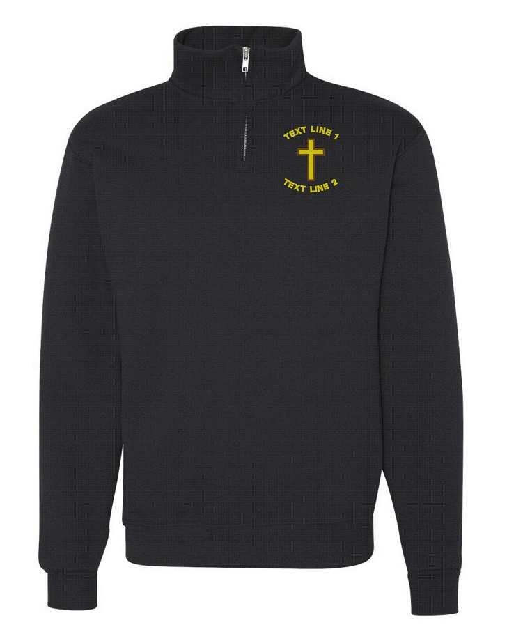 Religious Cross 1/4 Zip Fleece Sweatshirt (image for) Religious Cross 1/4 Zip Fleece Sweatshirt